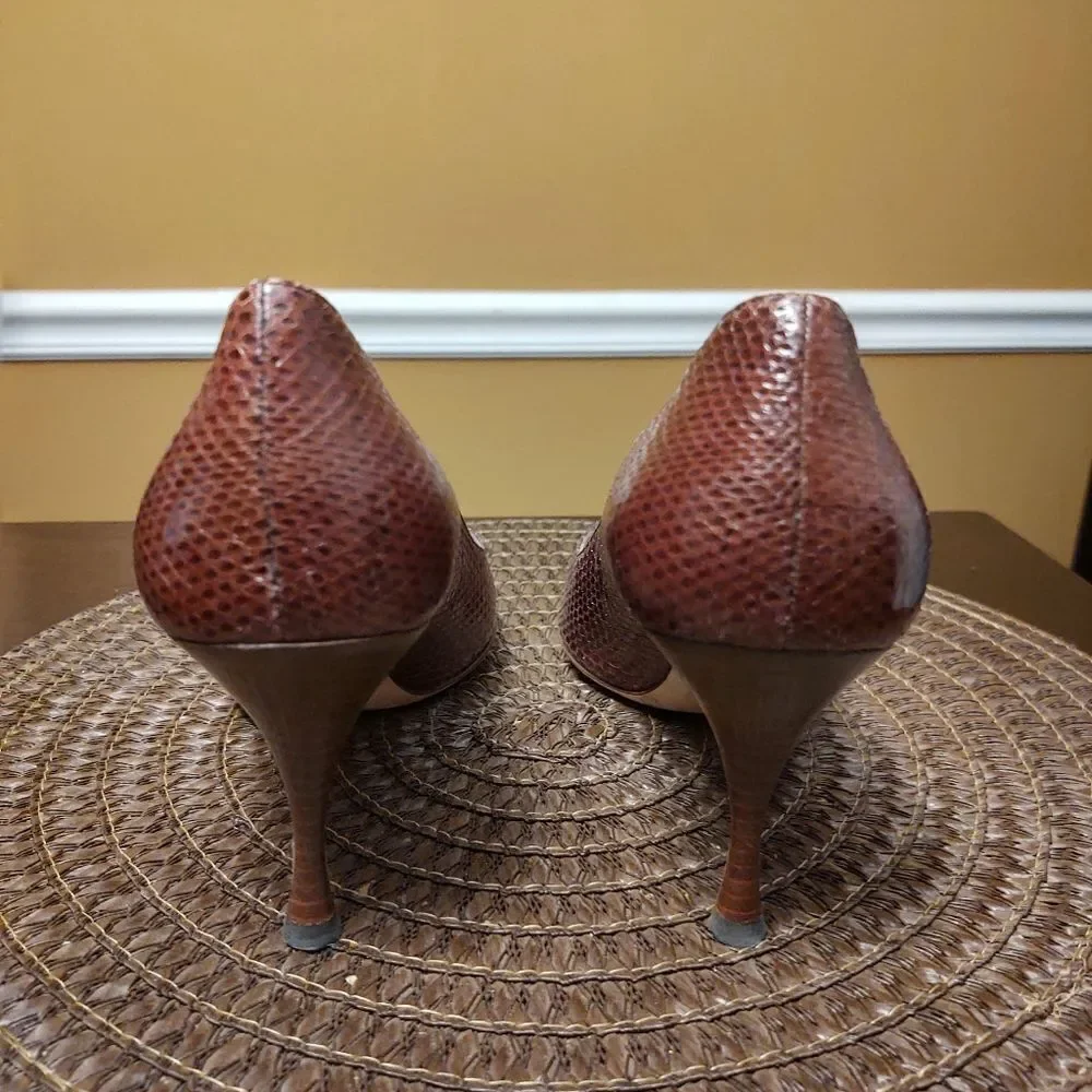 Dolce and Gabbana Snakeskin Peep Toe Heels Size 39